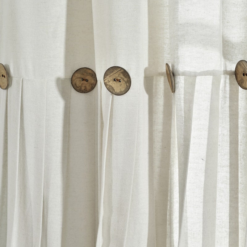 Lush Decor Linen Button Kitchen Tier Window Curtain Panel Pair