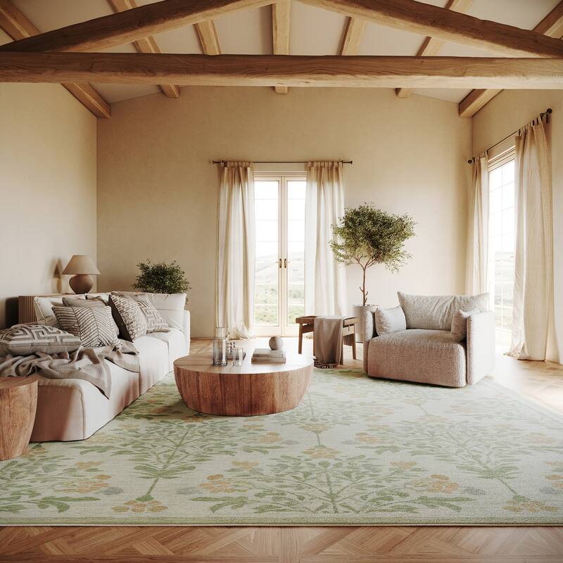 Nuloom Loreva Floral Transitional Washable Area Rug - 5' x8' - Ivory