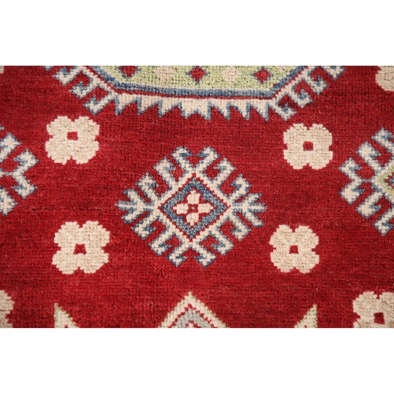 Traditional Red Kazak Area Rug Hand-Knotted Wool Carpet - 6'8" x 9'6"