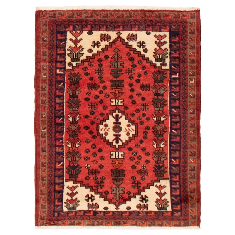 ECARPETGALLERY Hand-knotted Andelz Red Wool Rug - 3'5 x 4'6 - Red - 3'5 x 4'6