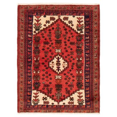 ECARPETGALLERY Hand-knotted Andelz Red Wool Rug - 3'5 x 4'6