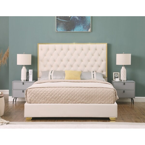 Brookside Adele Vertical Upholstered Bed with Wingback Headboard On