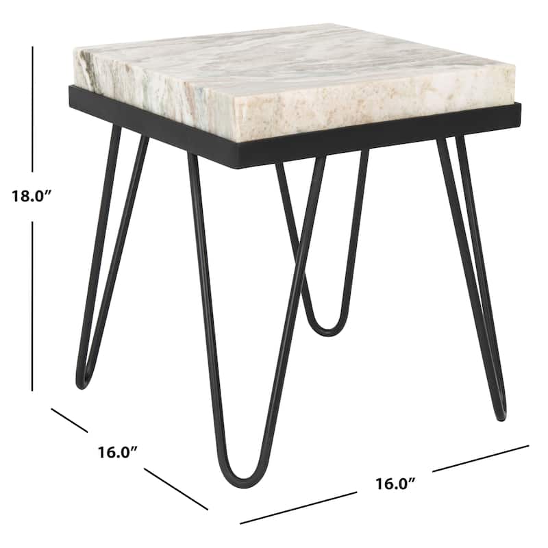 SAFAVIEH Mellie Stone Top Hairpin Leg Accent Table - 16"W x 16" L x 18" H - 16Wx16Dx18H
