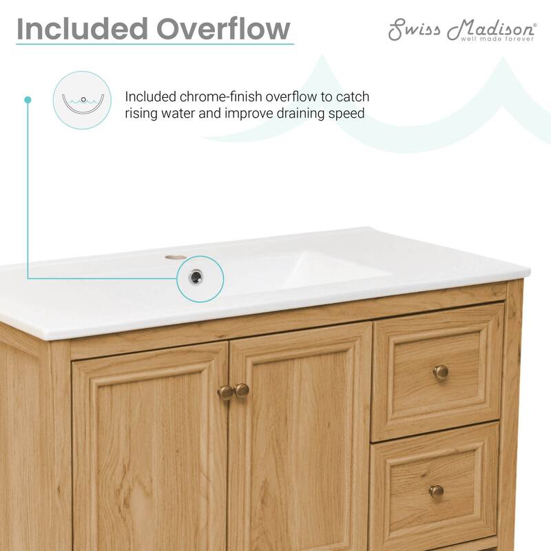 Swiss Madison SM-BV241 Chateau 36" Free Standing Single Basin Vanity