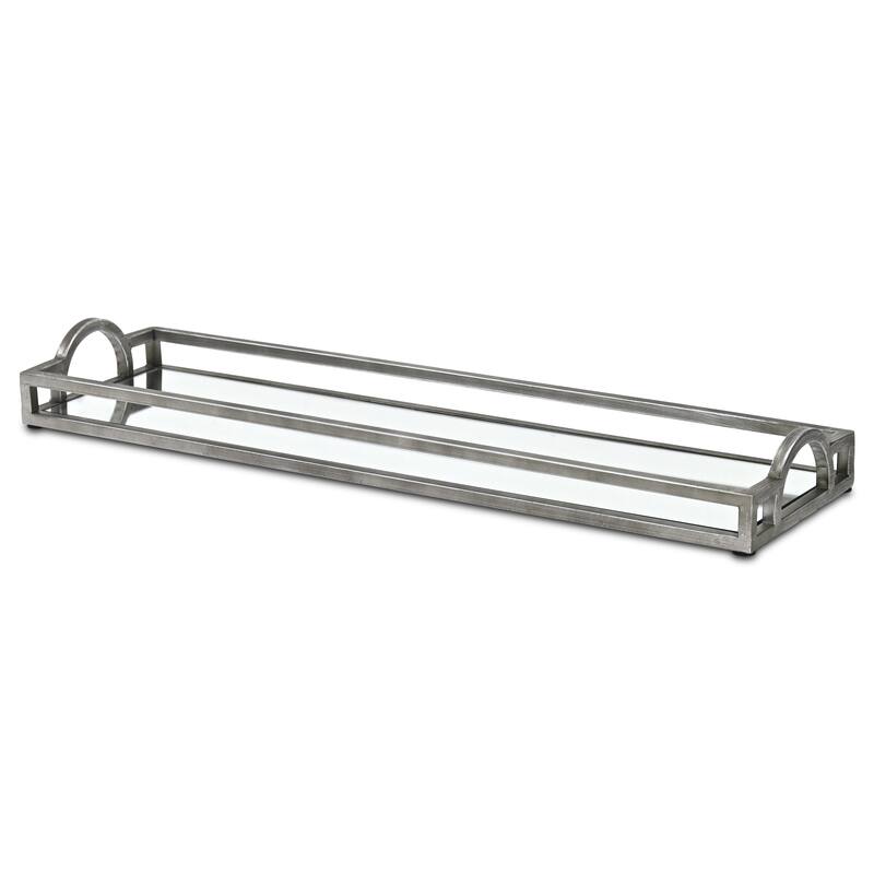 Verena Slim Rectangular Mirrored Tray - Silver