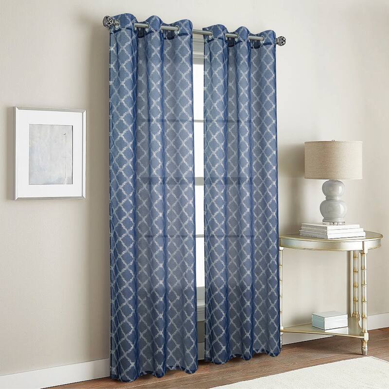 Embroidered Sheer Window Curtain Collection 84" or 95"