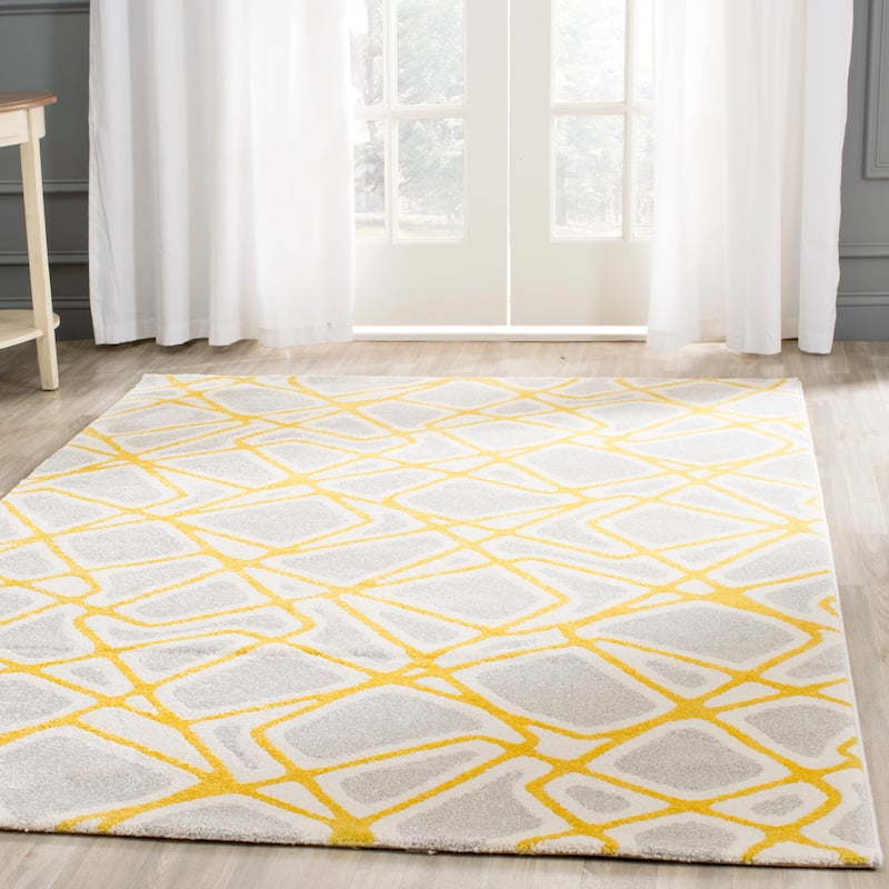 SAFAVIEH Porcello Neta Modern Rug - 2'7" x 5' - Light Grey/Lime