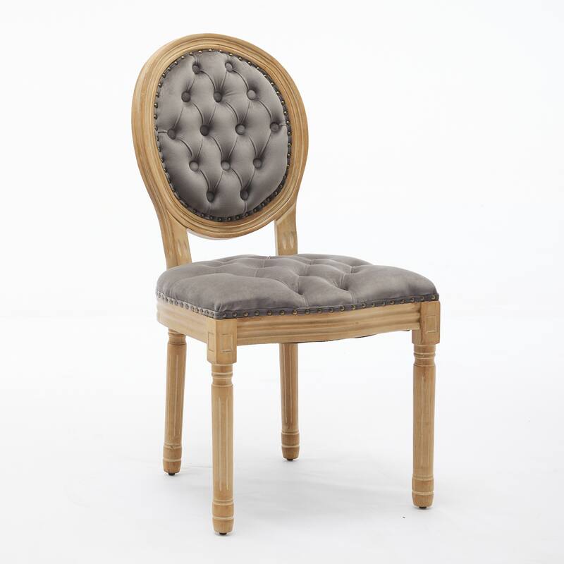 French Style Velvet Dining Chairs Set of 2, Dining Chair with Solid Wood Frame/Nailhead Trim