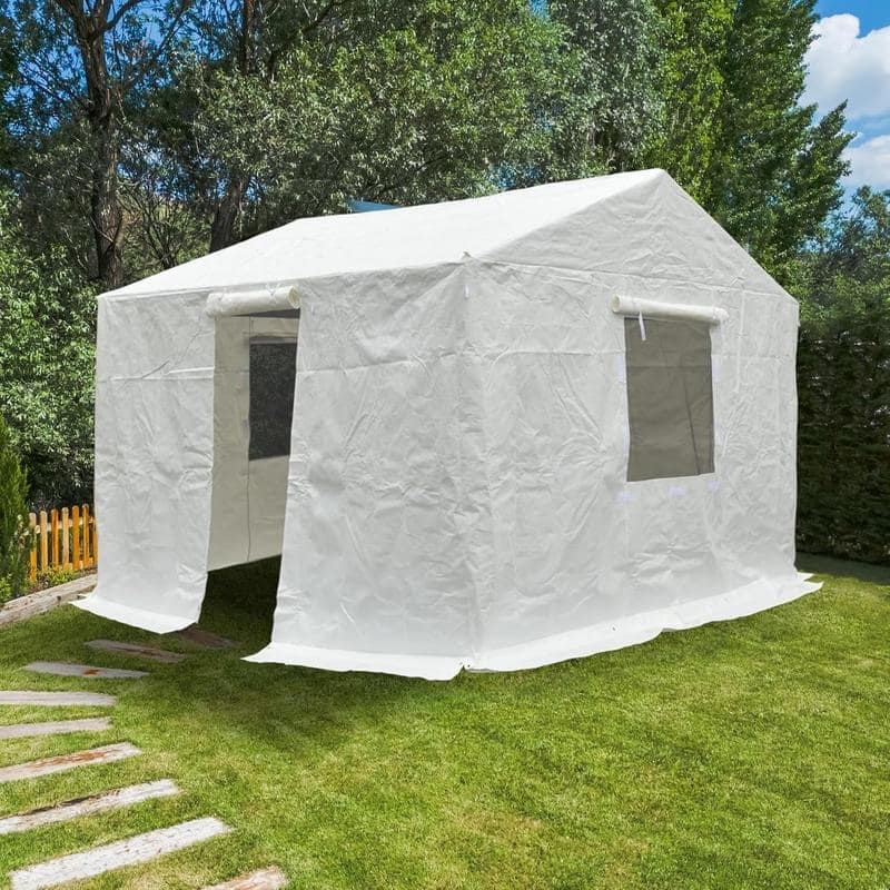 Domi 8' x 8' Universal Winter Gazebo Cover, All Season Waterproof Enclosed Cover with Sidewalls & Ventilated Mesh Windows, White