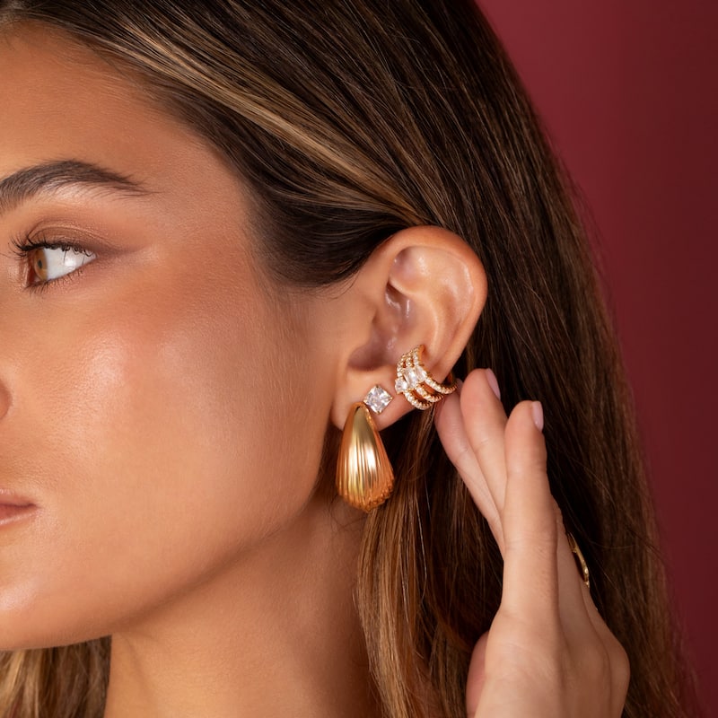 SHYMI Chunky Large Textured Tear Drop Earrings - Gold
