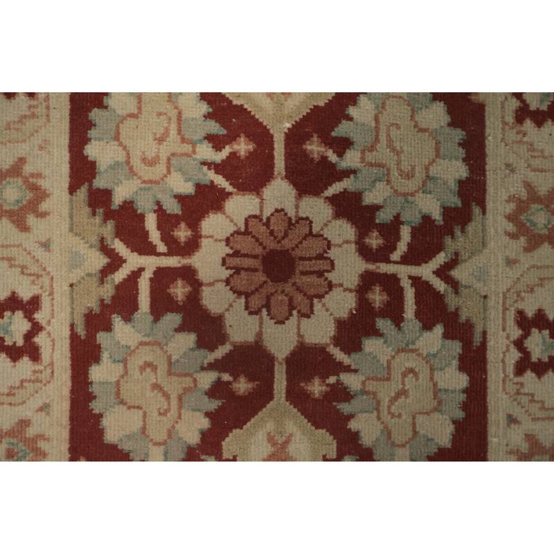 Hand Knotted Oriental 100% Wool Carpet Traditional All-Over Red Ziegler Area Rug - 3' 11'' X 1' 11''