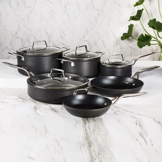 BergHOFF Essentials 10Pc Nonstick Hard Anodized Cookware Set With Glass lid, Black main image 1