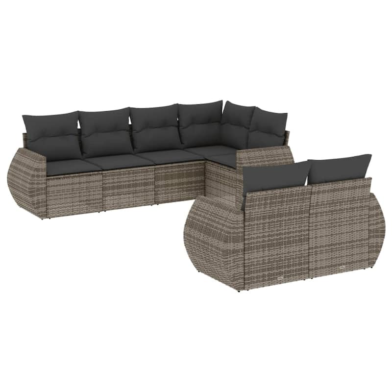vidaXL Patio Sofa Set with Cushions Outdoor Furniture 7 Piece Poly Rattan