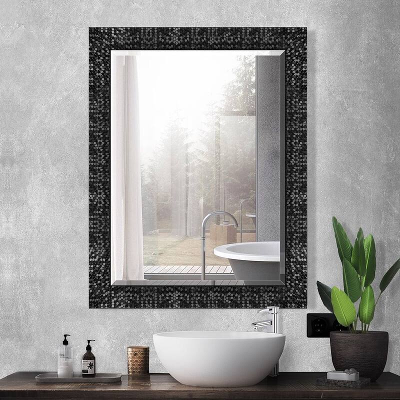Mirror Trend Sparkling Mosaic Framed Accent Mirror - 24*32*0.75 - Black