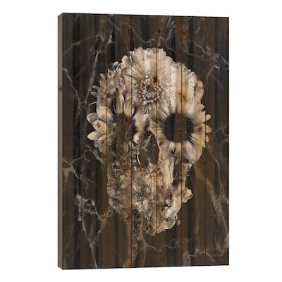Floral Skull II Print On Wood by Ali Gulec - Multi-Color
