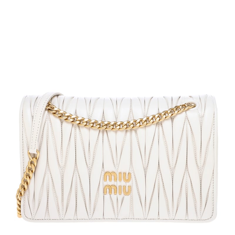 Miu Miu Matelassé Chain Shoulder Bag - White