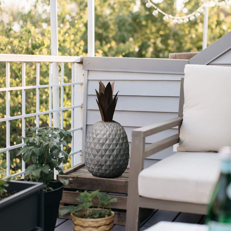 Grey and Rustic Brown Pineapple Garden Indoor Outdoor Statue