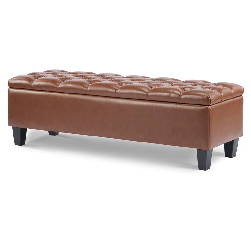 51.00" Faux Leather Storage Bench with Wood Legs