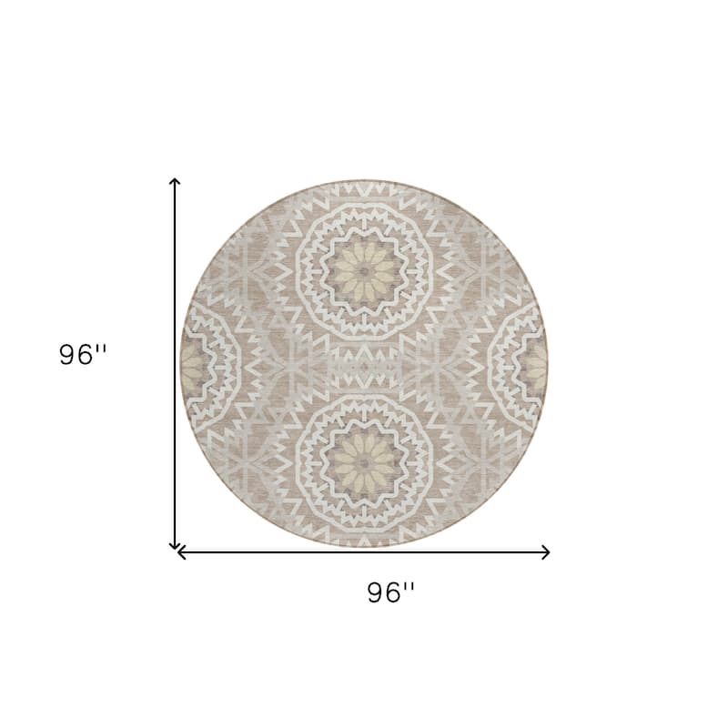 HomeRoots Floral Medallion Transitional Rectangle Outdoor Rug