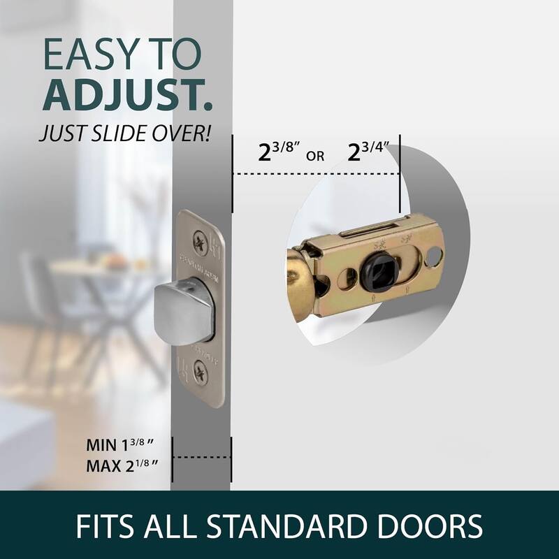 Mega Handles 2-Way Adjustable Door Latch | Universal Half Moon Spindles | For Hidden & Interior Door Lock Systems