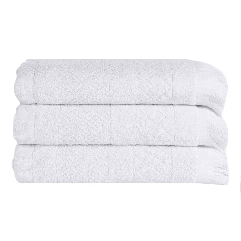 Superior Rolla Cotton Geometric Jacquard Plush Soft Bath Towel Set of 3