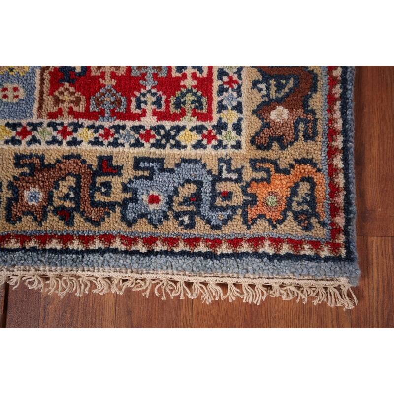 Light Blue Kazak Oriental Runner Rug Handmade Wool Carpet - 2'7"x 8'0"