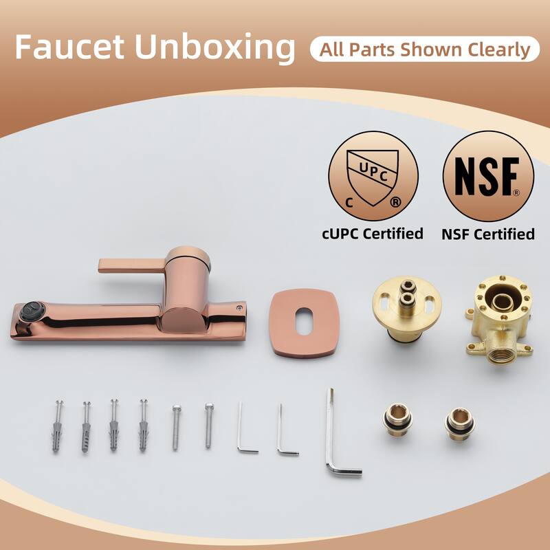 Modland Wall Mount Single Hole Bathroom Faucet with Valve Single Handle And Hot/Cold Indicator