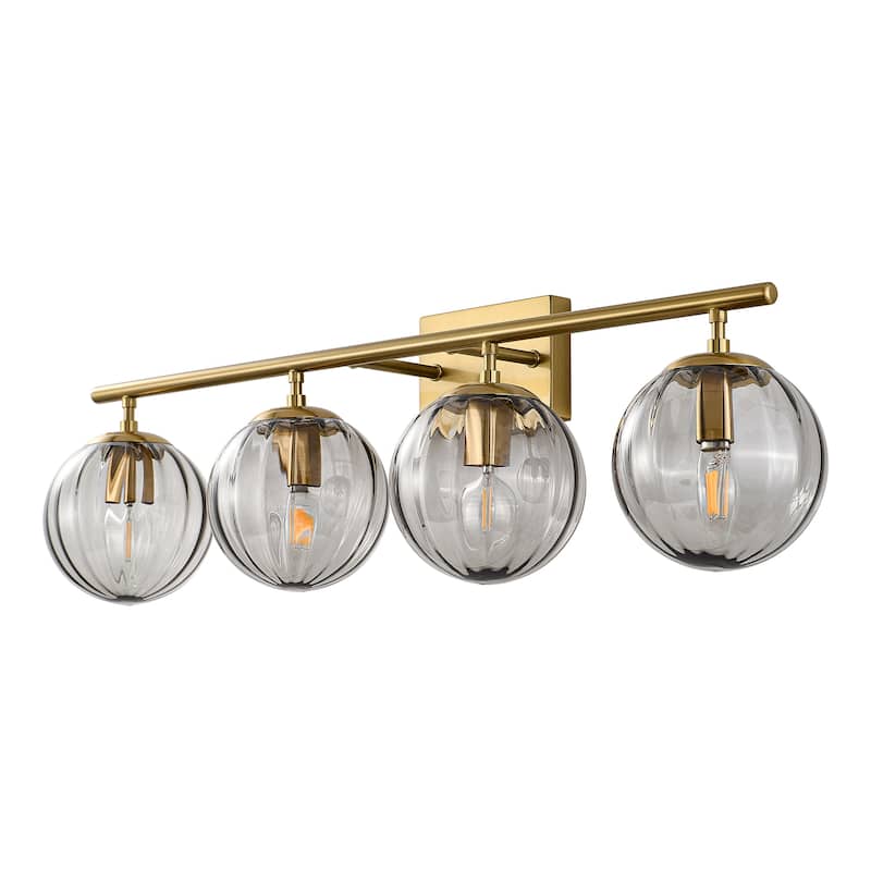 Dimmable Bathroom Vanity Lights with Ribbed Clear Glass Shade Vanity Light Fixture