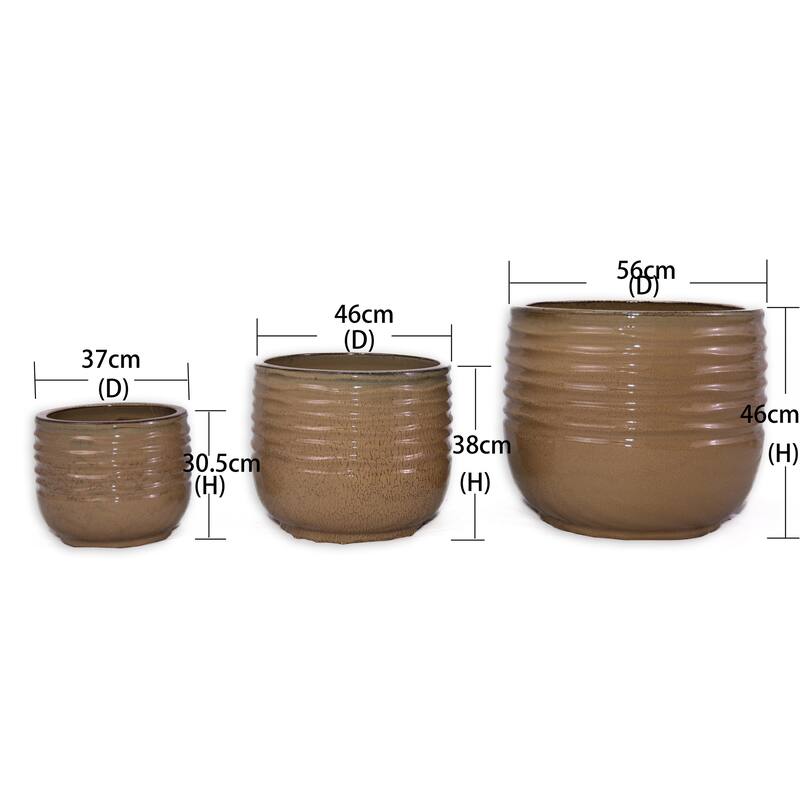 Ceramic Planters with Drainage Hole - Frost Proof Indoor Outdoor Flower Pots, for Patio Garden Windowsill, Set of 3