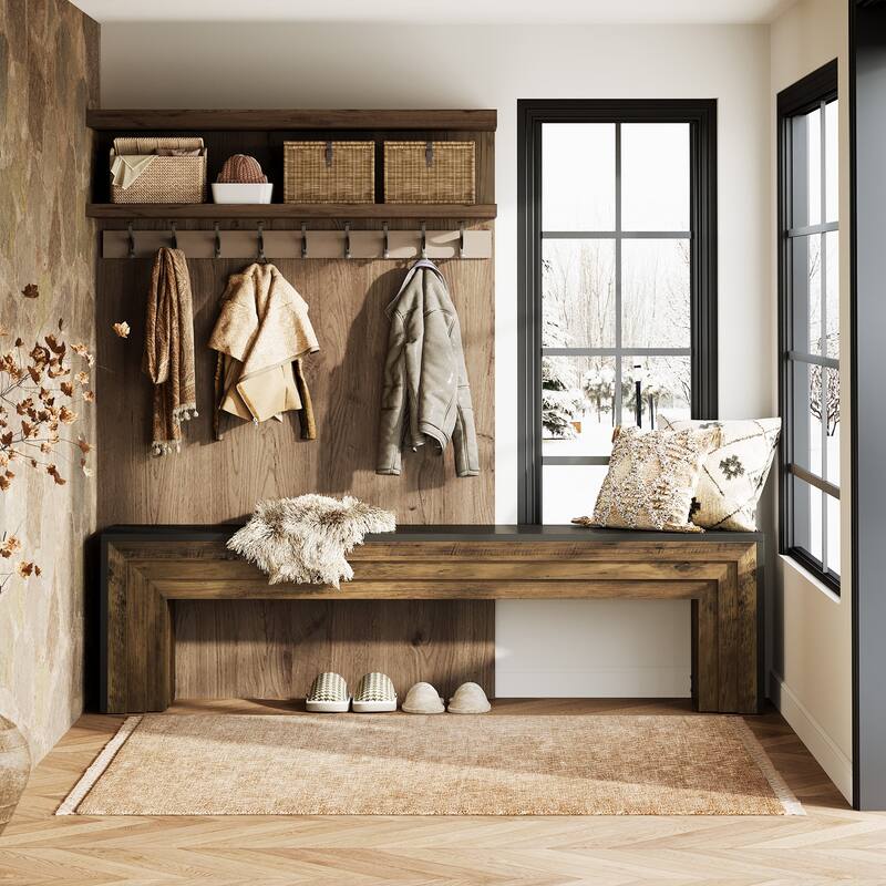 71" Extra Long Entryway Bench, Modern Farmhouse Shoe Bench