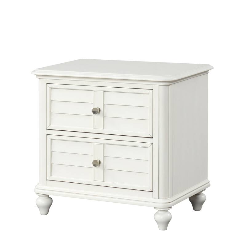 Coastal Style Nightstand - Antique White Finish with Dovetail Drawers