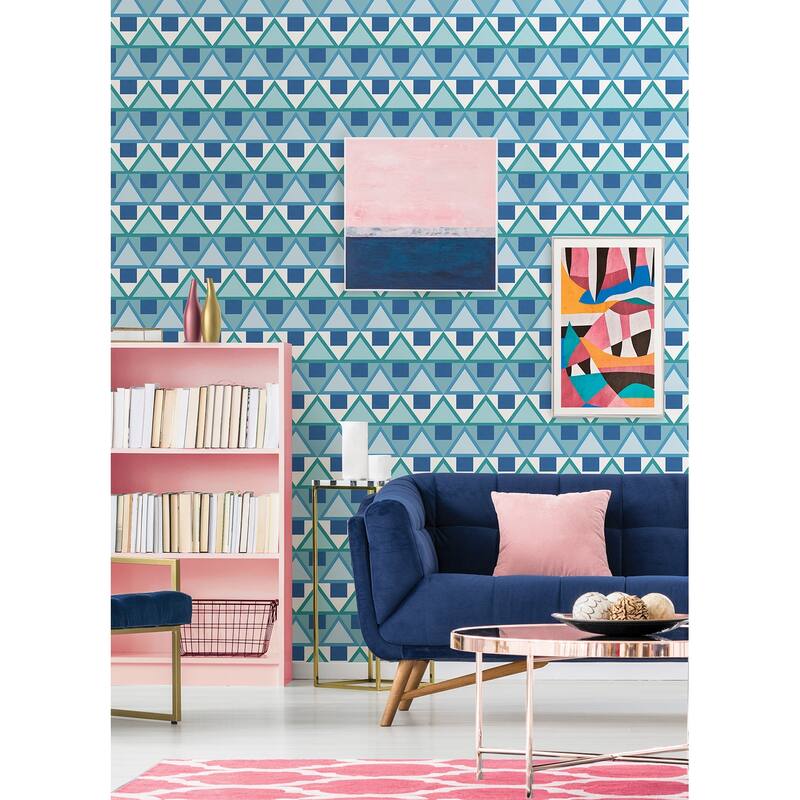 Aelfie Blue Madaket Geometric Peel & Stick Wallpaper