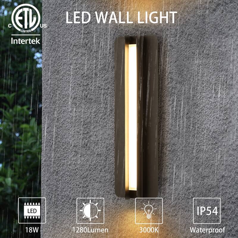 Modern Black Outdoor Wall Lights Linear Dimmable LED Wall Sconce Lights
