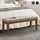 preview thumbnail 2 of 57, Button-Tufted Bench for End of Bed, Entryway Bench Beige/ Black/ Brown Solid Wood, Leather, Fabric 44-inch