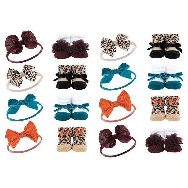 slide 1 of 1, Hudson Baby Infant Girl 16Pc Headband and Socks Giftset, Fall Leopard, One Size - Fall Leopard Fall Leopard - One Size