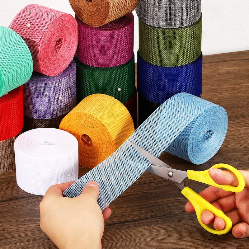 2pcs 2" Wide 11 Yards Burlap Fabric Ribbon Jute Crafts Roll Wrapping