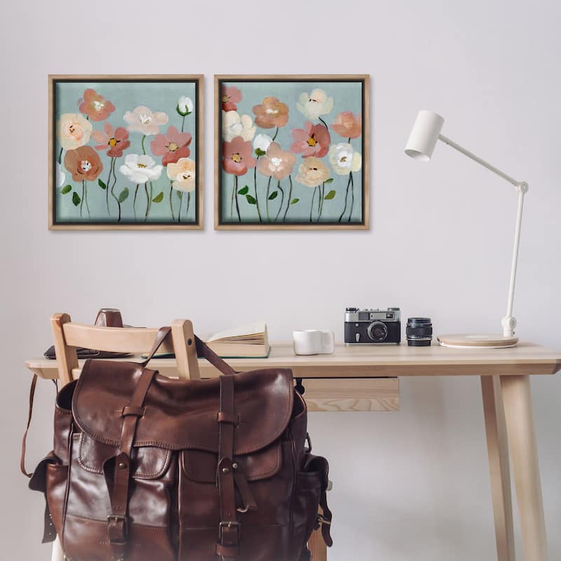 Stupell Budding Boho Blooms Framed Floater Canvas Wall Art Design By Charity Henderson (Set of 2)
