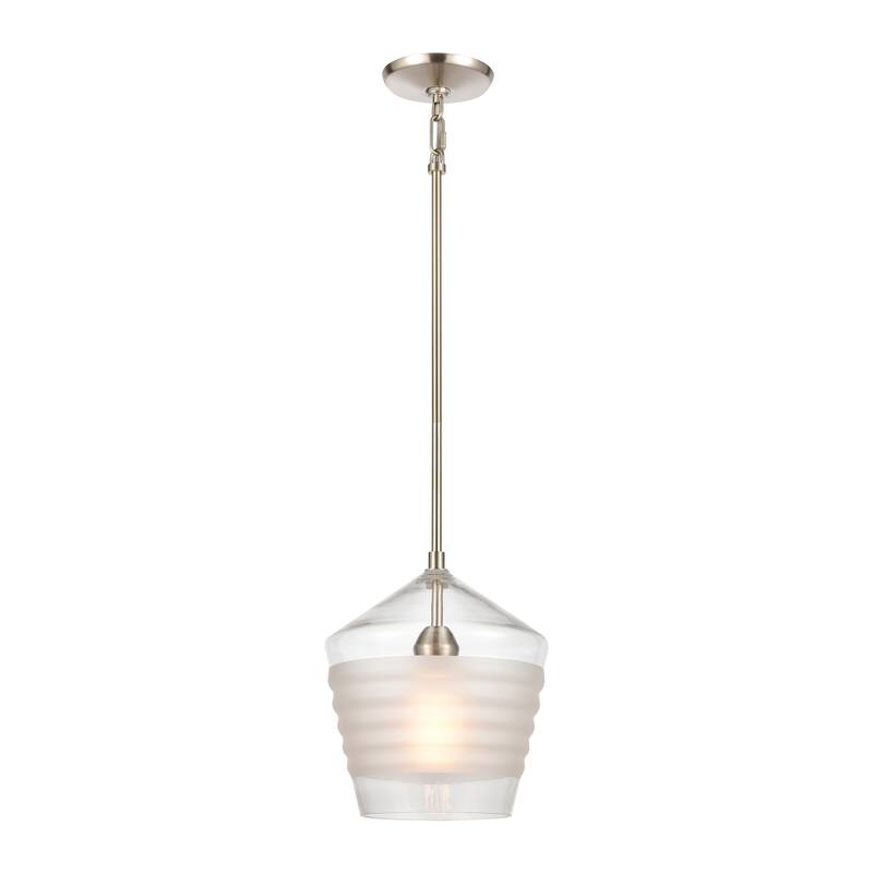 Elk Home Konis Satin Nickel With Frosted Ribbed Glass 1 Light Pendant