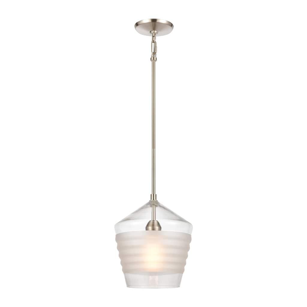 Elk Home Konis Satin Nickel With Frosted Ribbed Glass 1 Light Pendant
