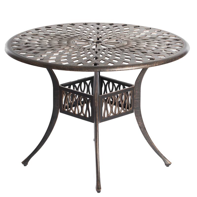 Indoor and Outdoor Bronze Dinning Set 4 Chairs with 1 Table - N/A