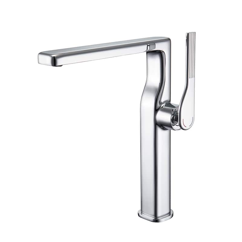 10-1/4"H Solid Brass Single-handle Bathroom Sink Faucet Optional Drain Assembly - No drain - Polished Chrome