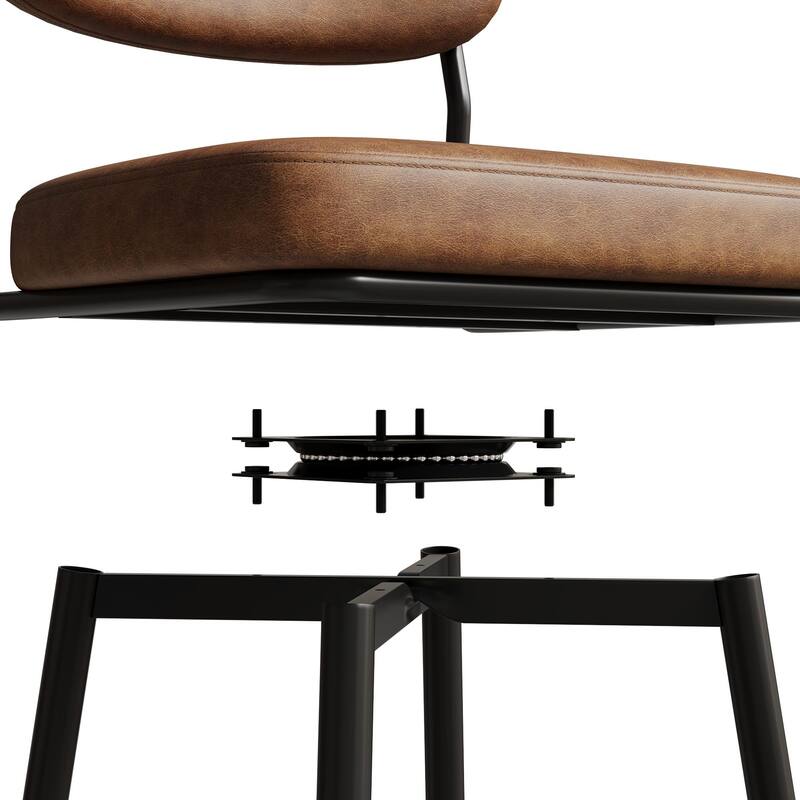 Bar Chairs Set of 2 Piece Set, 360 ° Swivel Bar Chair with Leather Cushions and Iron Brackets Counter Height Bar Chairs
