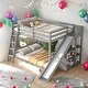 preview thumbnail 2 of 24, Full over Full Bunk Bed with Ladder, With Slide and Shelves,Maximized Space,more interesting,No Box Spring NeededWhite