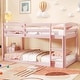 preview thumbnail 32 of 38, Costway Twin over Twin Low Bunk Bed with Guardrails Integrated Ladder - See Details Pink