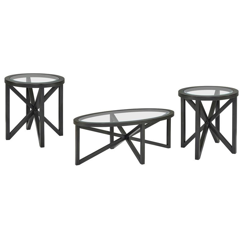Roomfitters Modern Round Tempered Glass Coffee Table with Solid Wood Base, Clear Top Accent Table for Living Room