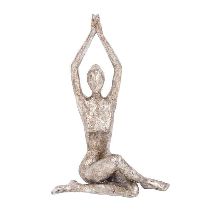 Allan Andrews Warm Silver Decorative Yoga Pose Figure - 9"H x 5.5"W