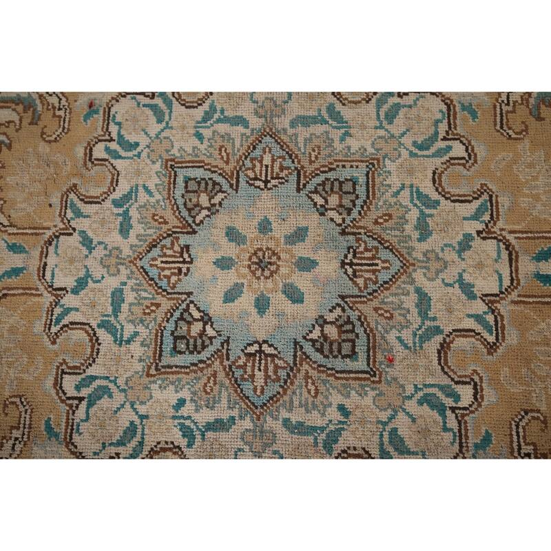 Pink Tabriz Vintage Persian Area Rug Handmade Wool Carpet - 9'9" x 13'0"