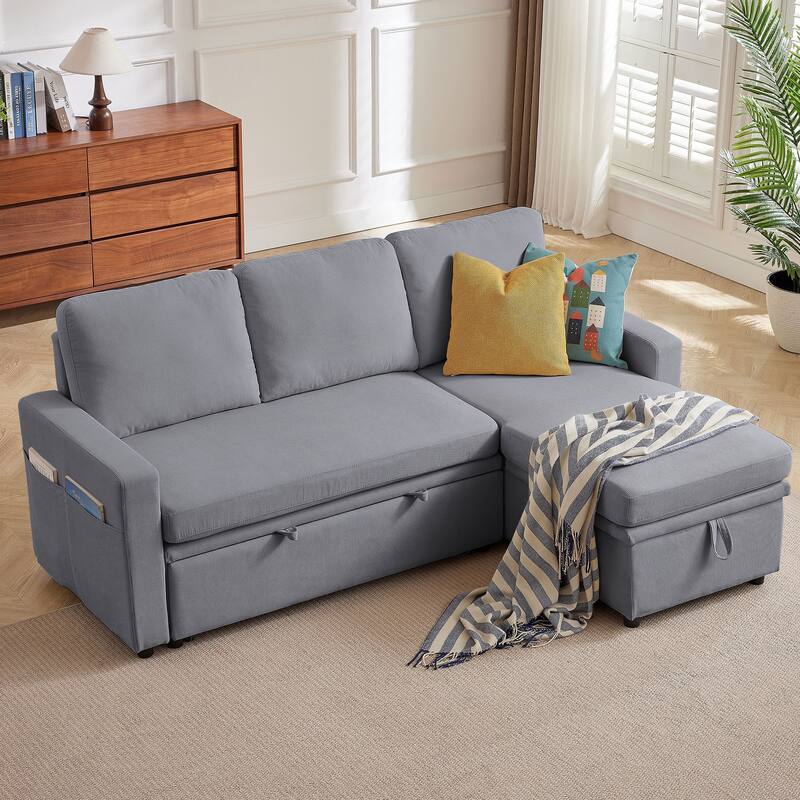 78.94" Pin Striped Fabric Sleeper Sofa
