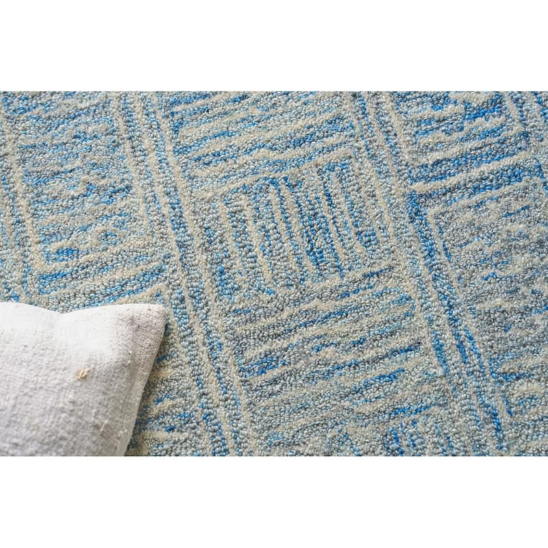 Exquisite Rugs Naturals Handmade Hand-tufted New Zealand Wool on Canvas Blue/Ivory Area Rug