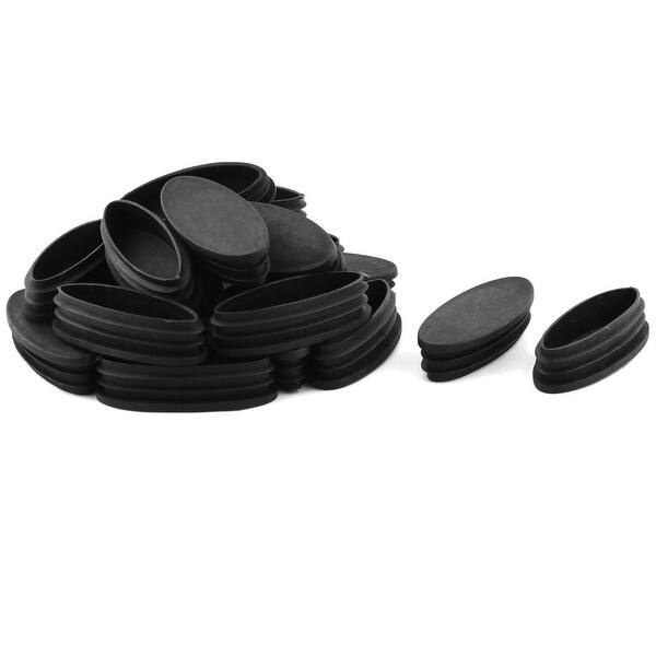 Furniture Table Chair Feet Plastic Oval Tube Insert Cap Black 80 x 35mm